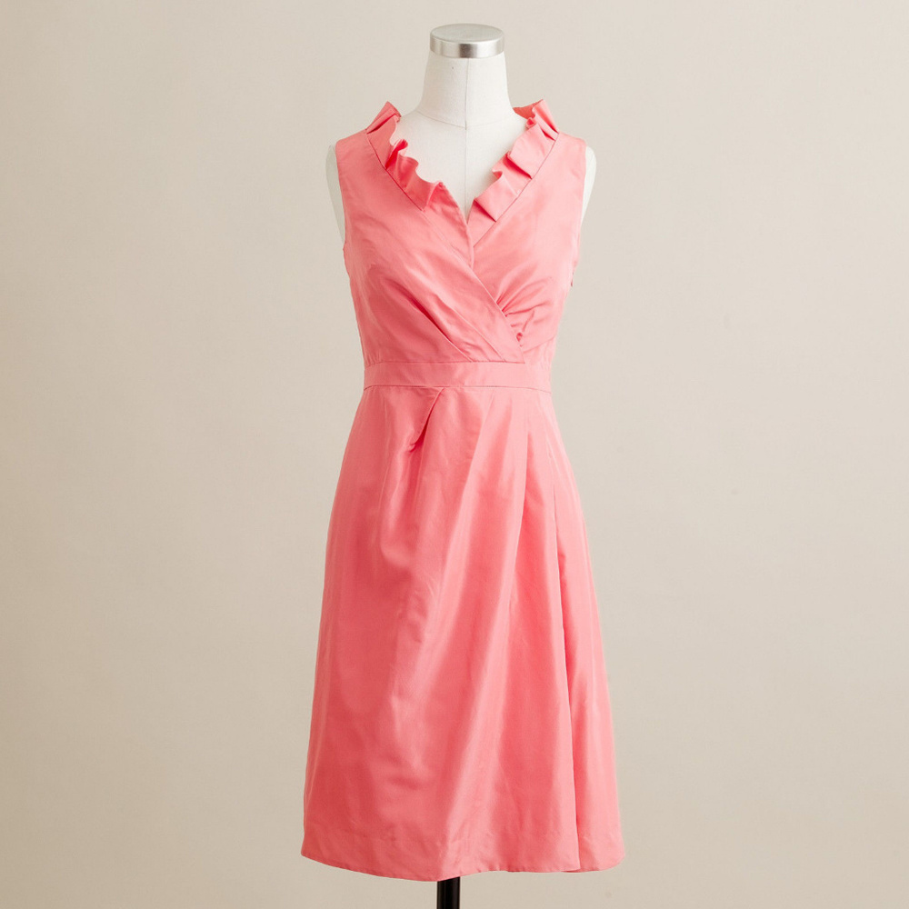 J CREW Blakely Dress in Silk Taffeta 8 Coral PARTY